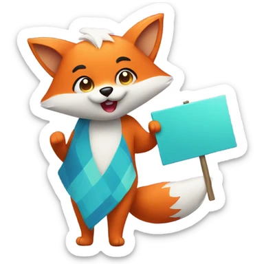 Kawaii Fox with a sign sticker