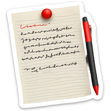 Handwriting to Text. Black color notes with Red color notes sticker