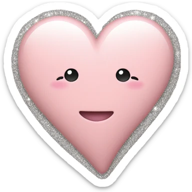 blush pink heart with silver sparkles sticker
