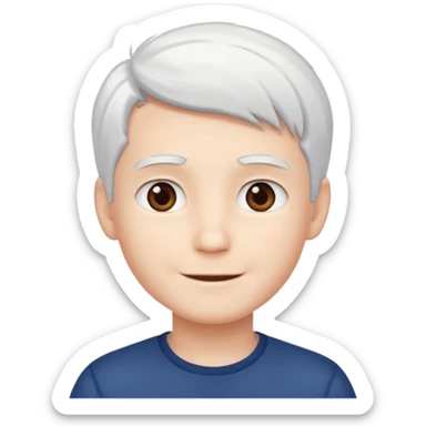 pure white hair, cute mature Boy sticker