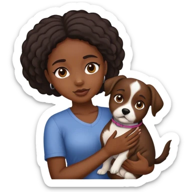 Black girl holding dog sticker