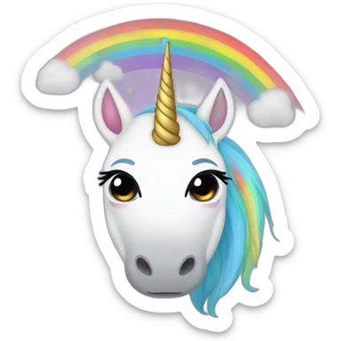 Upside down crying unicorn with rainbow horn sticker
