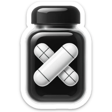 Minimalistic futuristic white&black pills pack emoji, black and white, flat vector design, high-tech clean UI icon sticker
