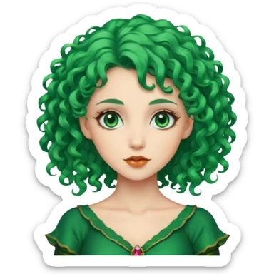curly green haired fantasy woman sticker