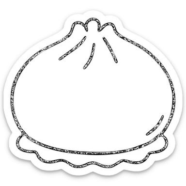 minimalist hand-drawn outline of a banh bao, no fill, slightly irregular lines sticker