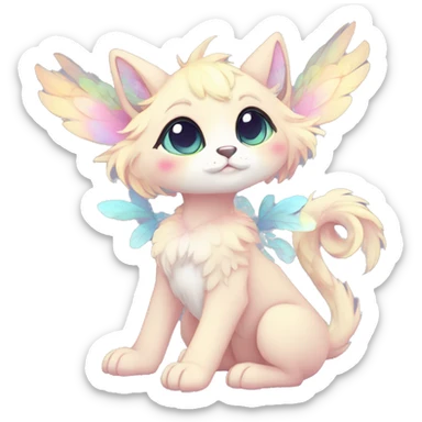 Full body Kawaii bright fantasy ethereal anthro fursona animal sticker