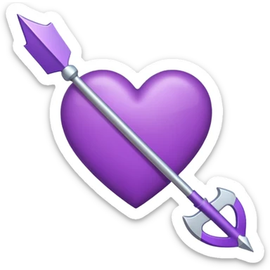 purple heart pierced by an arrow, iPhone emoji style, heart more rounded sticker