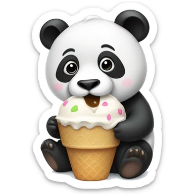 Panda eating ice cream sticker