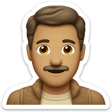 hombre con sueter beige un poco moreno y pelo cafe, sin bigote con ojos cafe oscuro sticker