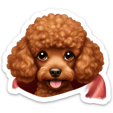 red toy poodle with blanket around it  sticker