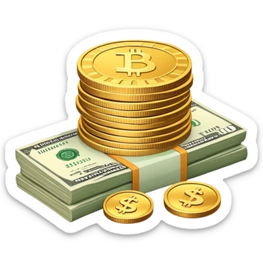 stack of coins and a banknote symbolizing money in logistics sticker