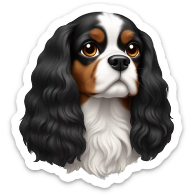 2 cavalier tricolor dogs sticker