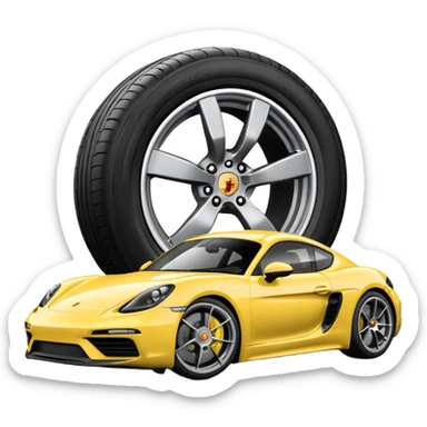 White Chalk colored exterior 2024 Porsche 718 Cayman GTS 4.0 with yellow ceramic brake calipers and dark silver anthracite rims sticker