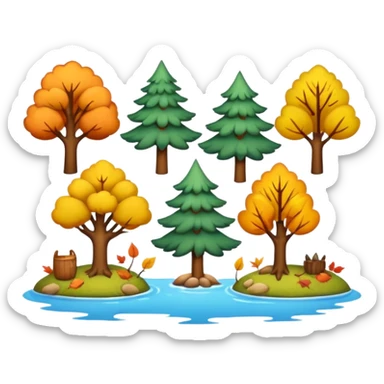 Tree lake nature emojis that give an autumn vibe sticker