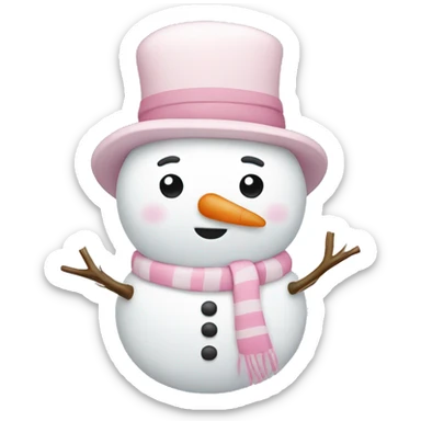 Cute white and light pink snowman sticker