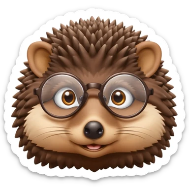 hedgehog with reading glass sticker