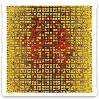 A rectangle with half black half red and medium sized yellow circle in it  sticker