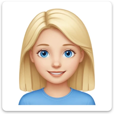 A girl with blue eyes, light hair to her chin sticker