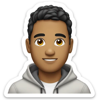 25-year old latino, light-brown skin, with black eyes and short hair, wearing a hoodie under a blazer sticker