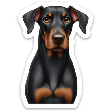 A Doberman with one ear standing up and the other not sticker
