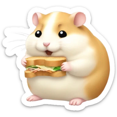 Fat hamster eating sandwiches  sticker