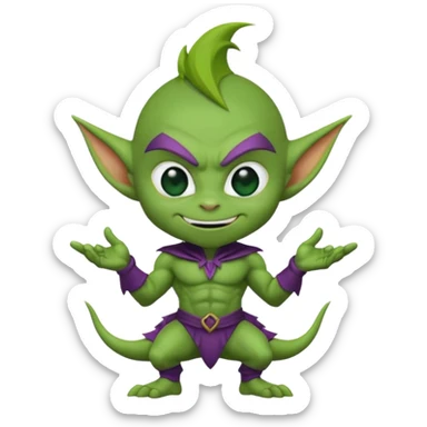 short green goblin, cute chibi full body sticker