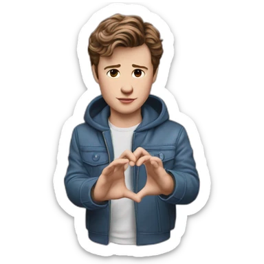 Ansel Elgort as Baby Driver with hands making a heart shape  sticker