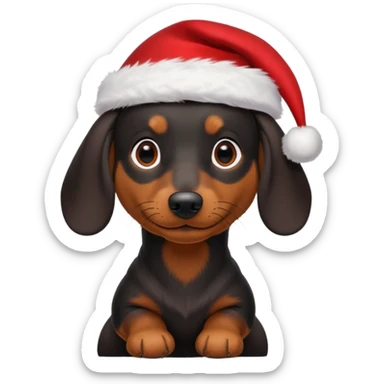 Black christmas dachshund  sticker