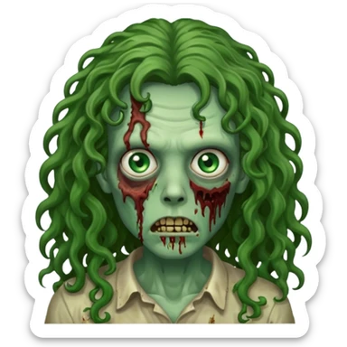 long curly haired zombie sticker