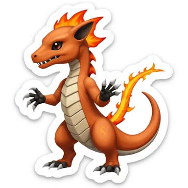 Black and magmatic Marowak-Cubone-Salandit-Charmeleon-fusion (full body) sticker