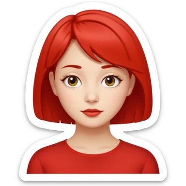 A woman in her 20s with medium short hair without bangs, with double eyelids, a round face shape, with a confident look on her face. And her nickname is tomato. sticker