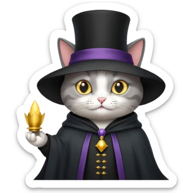 Chien magicien est chat avec un chapeau sticker