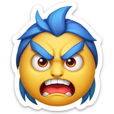 angry emoji of a unique Mobile Legends: Bang Bang character, bold expression, game elements sticker