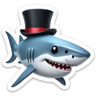 Shark with a top hat sticker