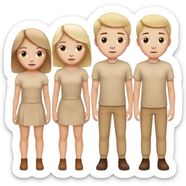 4 white girls and 2 white boys in beige clothes sticker