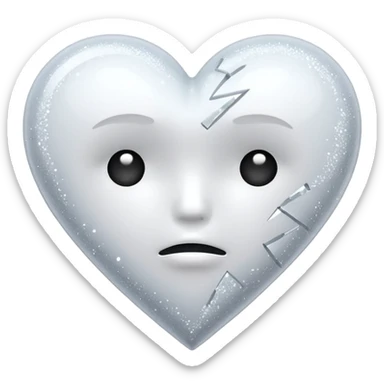 coração partido glitter branco sticker