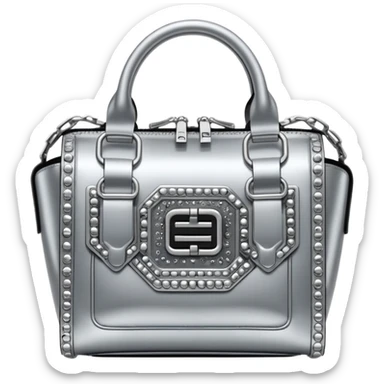 Ultra realistic Alexander Wang bag, in a cyberpunk aesthetic style with luxury embellishment  sticker