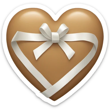 light brown heart with white ribbon sticker