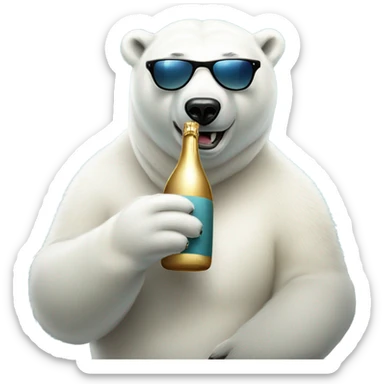 polar bear with sunglasses and champagne sticker