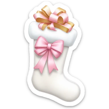 pale pink and white stocking with pale pink bow stuffed with gifts sticker