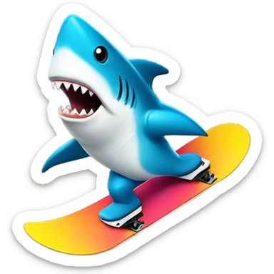 shark snowboarding sticker
