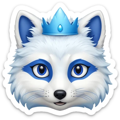 a artic Fox head with a small, thin, dark blue crown, light blue eyeliner, and blue eyes sticker