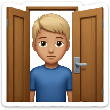 Sartaroshxonaga kirib kelayotgan o'smirin bola u eshikni ochayapti rakurs ichkaridan g'ira shira  sticker