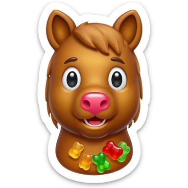 Horse with a gummy bear head sticker