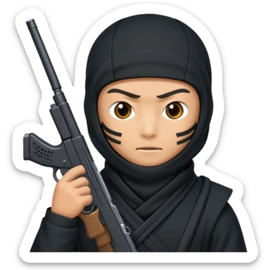 Make a ninja holding a gun sticker