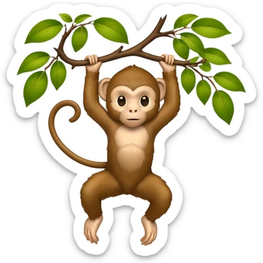 monkey hanging from tree  sticker