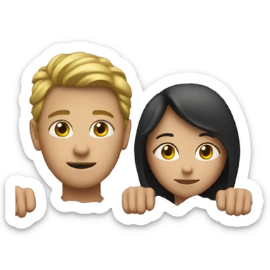 two persons with fence between them sticker