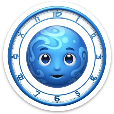 Planet Neptune with clock hands inside of it sticker