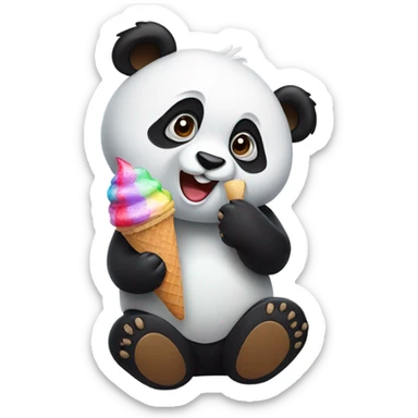 Panda eating ice cream sticker