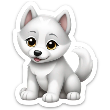 shibi style white and grey baby siberian husky in love sticker